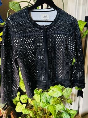 Ritu Kumar Black Openwork Zip Front Blazer